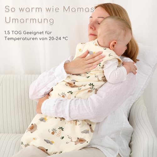 Yukkidds Schlafsack Baby 1.5 Tog, Babyschlafsack Ganzjahres 0-6 Monate – Ansicht 5