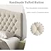 Befurtori King Headboard Only, Upholstered Headboard King Size for Adjustable Bed Linen Tufted Wall Mounted Head Board with Solid Wood Legs, Ivory