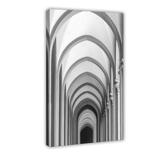 Impression sur toile d'arches architecturales noir et blanc affiche poster deco murale 61x91 cm