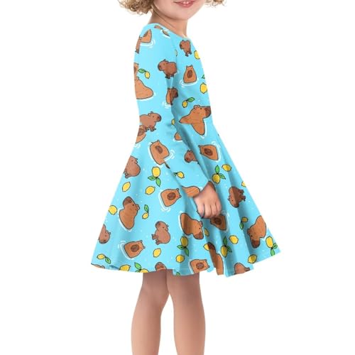 Kawaii Summer Crewneck Dress Girls Long Sleeve Dresses for 3-14 Years Old Outfits4