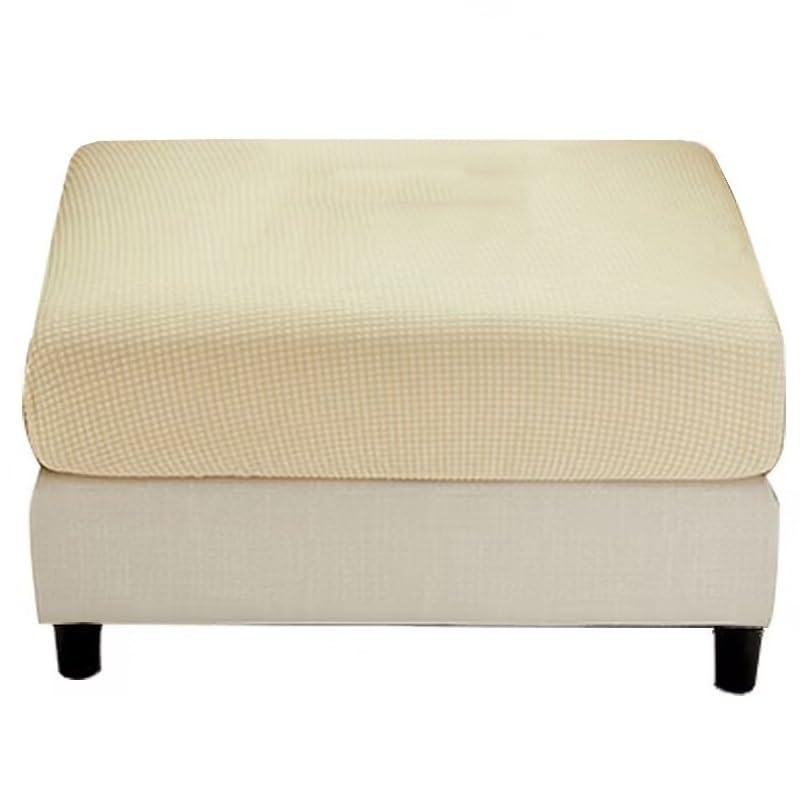 Stool Covers Square Rectangular Footstool Cover Stretch Ottoman Cover, Thicker Stretch Pouffe Cover Foot Stool Jacquard Velvet Slipcovers With Elastic Bottom, Machine Washable (Color : #4, Size : 65