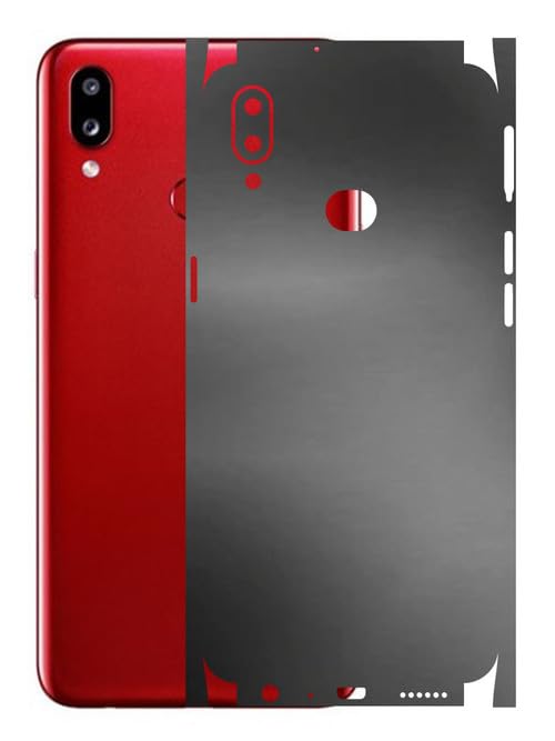 Image of AtOdds - Samsung Galaxy A10s Mobile Back Skin Sticker - Lamination - Rear Screen Guard Protector Film Wrap (Coverage - Back+Camera+Sides) (Design - Metallic Grey)