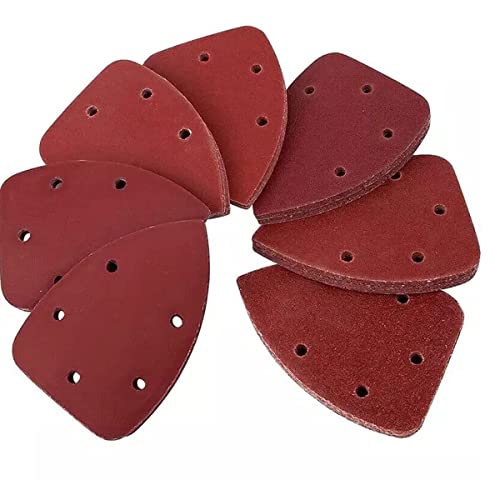 Yeatool Mouse Sandpaper 50Pcs Sanding Discs 5 Holes Hook And Loop Triangle Sandpaper Assorted 40 80 120 180 240 Grits Aluminum Oxide Sandpaper Sanding Paper #TOP7