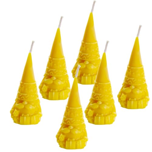 6 Kerzen 'Wichtel Geschenk' aus 100% reinem Bienenwachs