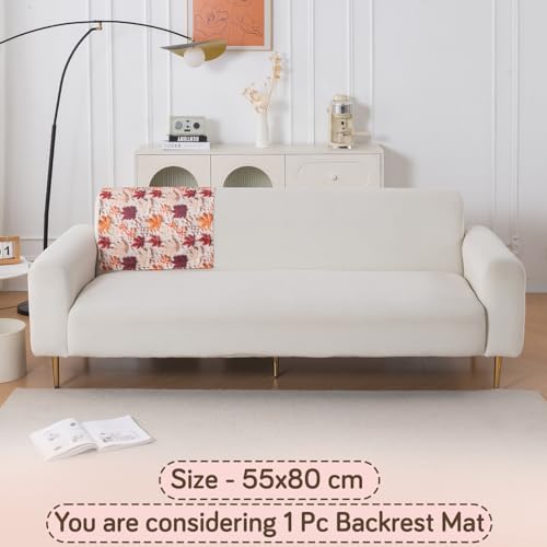 Image of HOKIPO 'Nature Muse' 1 PC Backrest Mat for Sofa Cover | Premium HD Printed Holland Velvet Mat, Autumn Maple (IN-922-L-D1)