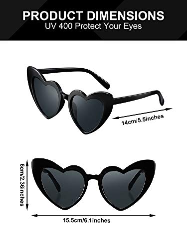 Frienda 6 Pairs Heart Shaped Sunglasses Cat Eye Sunglasses Heart Glasses for Wedding Party Favors3