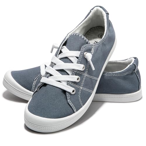 Image of Womens Slip On Shoes, Canvas Low Top Sneakers, Casual Classic Flat Shoes | Comfort Fashion Sneaker with Non Slip Rubber Outsole, Lightweight Tennis Shoes for Walking, Shopping, Picnic, Travel