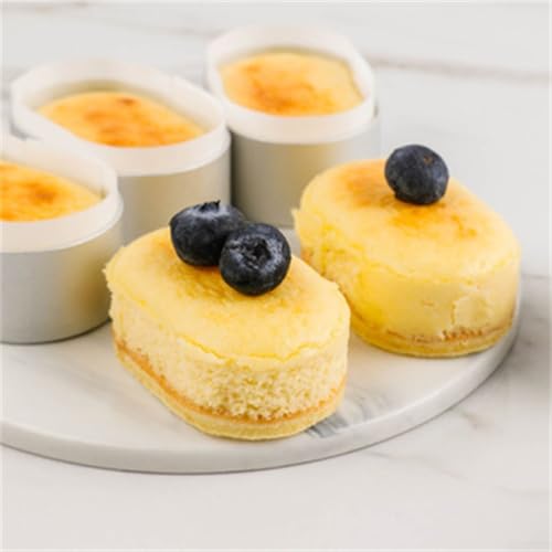 Bulevisiter Juego de 10 mini tartas ovaladas de aluminio para tarta de queso con forma de huevo, pan medio cocido, pasteles de piña, moldes para hornear con liberación suave