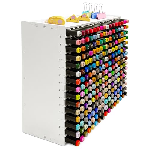 Image of Art Marker Organizer Rack for 240 Markers, Marker Holder Watercolour Brushes Pen Holder With Removable Partition Panels, Color Pencil Storage for Desk