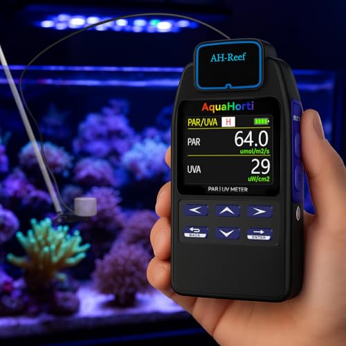 AH-Reef PAR-Messer, Test PPFD, UVA in W/m², wasserdichter Sensor, Anzeige von R, G, B-Prozent im Aquariumlicht. Aufzeichnung der PAR- | UVA-Verteilung