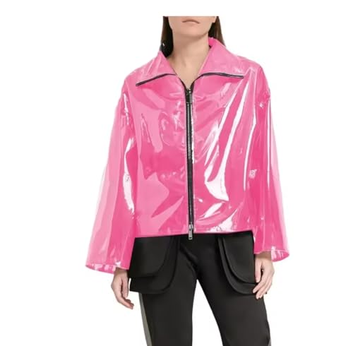 Girls Plastic Jackets Zipper Transparent PVC Turn-down Collar Long Sleeve Coats Sissy Sheer Coats2