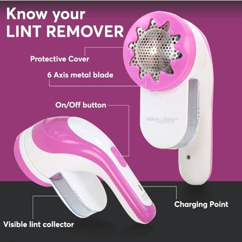 Image of TEQO Lint Remover| Lint Remover for Clothes|Fabric Shaver Rechargeable|90 Minutes Run Time in A Single Charge | Wool Sweaters, Clothing, Shirts, Jackets (Purple)
