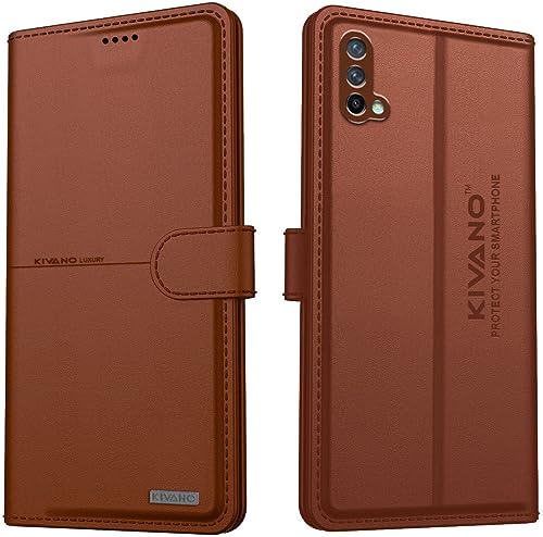 Image of KIVANO Compatible with OnePlus Nord CE 5G Flip Cover | Leather Finish | Inside Pockets & Inbuilt Stand | Shockproof Wallet Style Magnetic Closure Back Cover Case