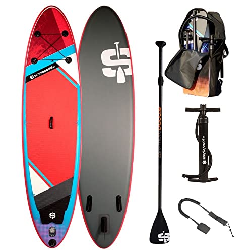 Simple Paddle Stand up Paddle Hinchable - 10'8 32'' 6'' (325 x 81 x 15 cm), Viene con Remo + Correa + Bomba de Doble acción + Bolsa de Transporte Cover