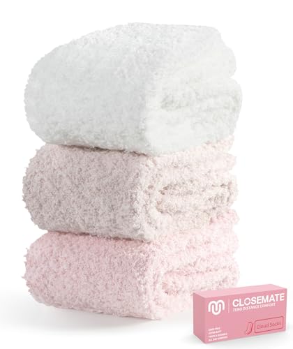 CLOSEMATE 3 Paar Flauschige Kuschelsocken Damen Bettsocken aus...