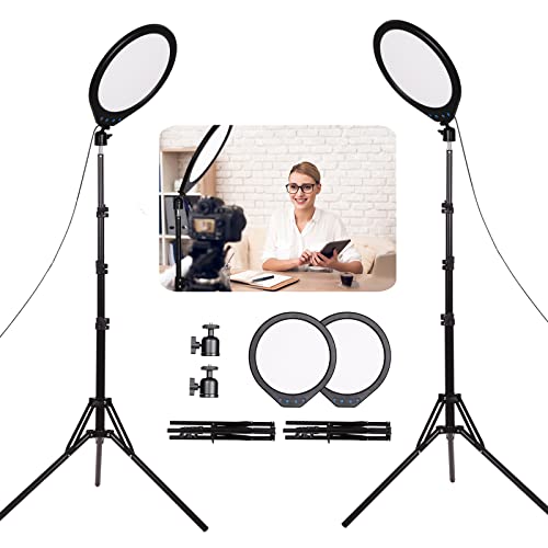 GSKAIWEN 12inch Full-Screen Ring Light Photography Lighting LED Studio Panel Video Light Bi-Color 3000K-6000K with Tripod Stand for Streaming, YouTube Video (2 Pack)