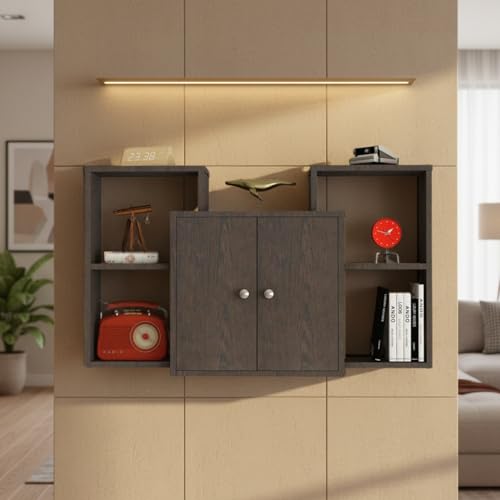 Image of WYDE Multipurpose Modular Wall Racks /Shelves /Organiser /Decor Particle Board Wall Shelf (Number of Shelves - 4, Brown)