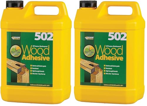 Image of Everbuild 502 All Purpose Weatherproof Wood Adhesive – Suitable for typical Wood Bonding Applications – 5 Litre (Pack of 2)