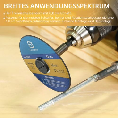 Foto von Typ 1 Trennscheibe Montagedorn für Schneideisen 3/8in (10mm) & 1/4in (6mm) Dorn für Typ 1 Trennscheibe 1/4in (6mm) Schaft für Bohrer - 2pcs