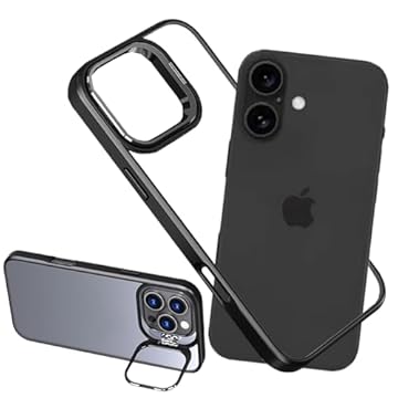 condgood Capa amortecedora para iPhone 16 [sem parte traseira] com suporte, compatível com MagSafe, suporte de câmera embutido e protetor de lente, moldura de silicone líquido, costas nuas, rápida