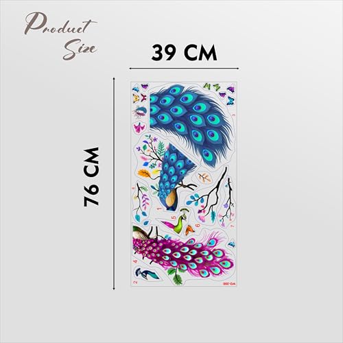 Image of Large Double Peacock Wall Sticker for Home Decoration - Premium Vinyl DIY Wall Decal for Living Room, Bedroom & Festival Decor | Waterproof (Multicolour)