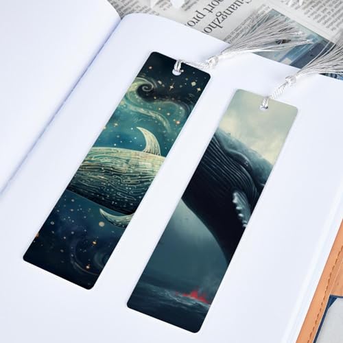 6 marque-pages baleine à pompons pour livre et lecture