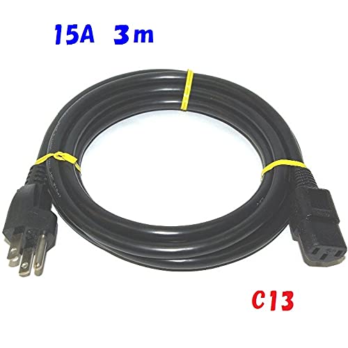 Amazon | AC電源ケーブル 15A 3m IEC 320 C13：接地プラグ付 PSE