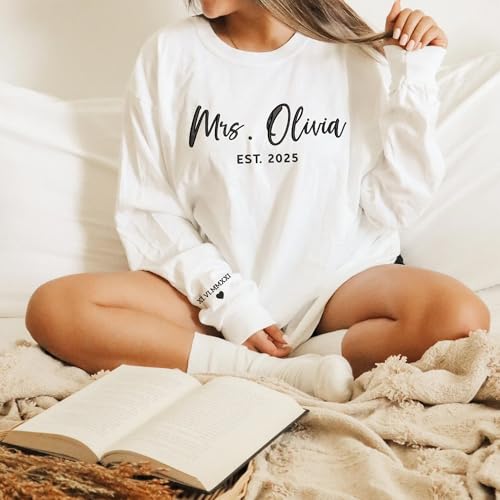 GODMERCH Custom Embroidered Mrs Sweatshirt - Future Mrs Hoodie, Bride Sweatshirts, Gifts for Her Bride to Be Bridal Shower Bachelorette Party Engagement Wedding2