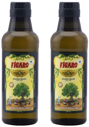 Image of Figaro Extra Virgin Olive Oil- 100% Natural and Cold Extracted-Perfect for Salad, Paratha, Marinade - Imported from Spain- 250ml Bottle (Pack of 2)
