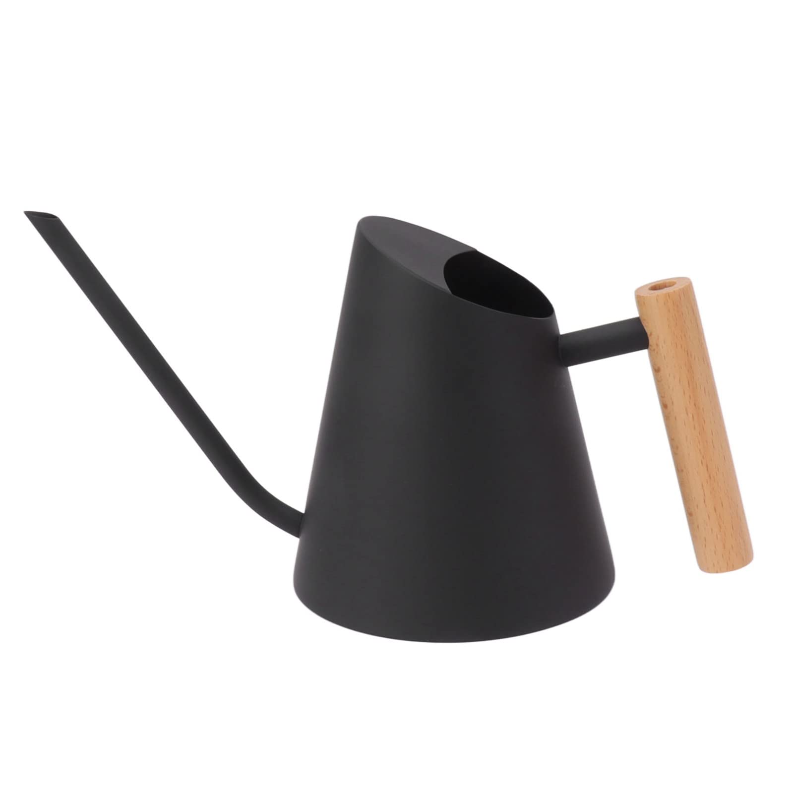 Stainless SteelWatering, Stainless Steel Watering Can Long Spout Wooden Handle Indoor Outdoor Multicolor 29 cm(Black)