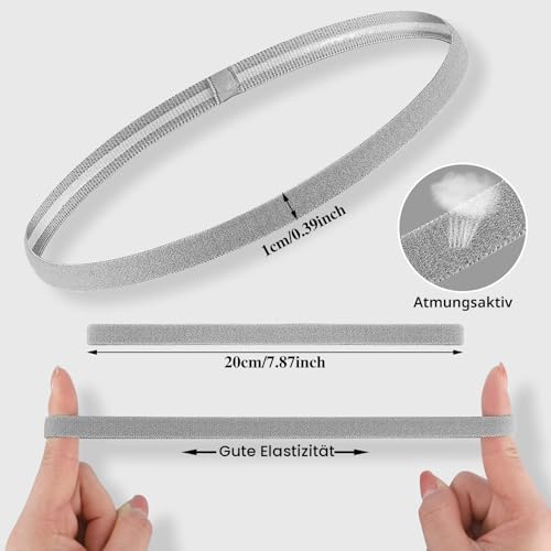 6 Stück Haarband für Herren, Elastische Sport Haarband für Jungs, Jungen, Männer und Damen - Rutschfest und Dünn für Yoga, Fußball, Joggen