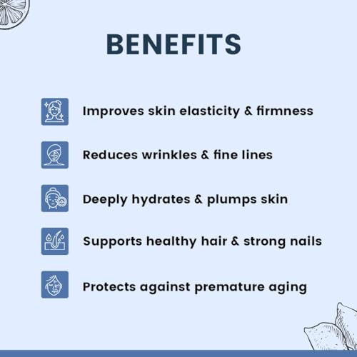 Image of Collagen Peptides Supplement for Skin, Hair, Nails | Vitamin C, E and Grape Seed Extract| For Healthy Skin,Hair | Marine Collagen Powder for Women & Men | Orange Flavour | 200g