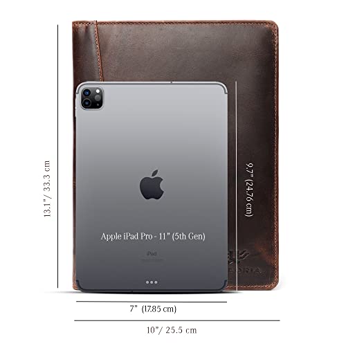 Handmade Full Grain Leather Portfolio Organizer, Leather Padfolio For Women & Men, Leather Folder/Leather Binder For Resume Folder & Organizer, Business Supplies By Luxeoria | (Medium - Brown) #TOP2