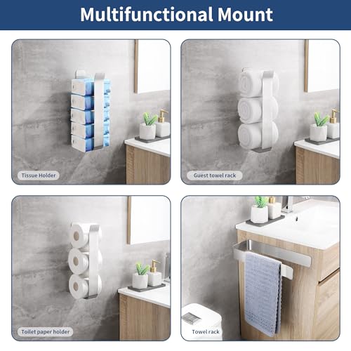 OETAMS Toilettenpapier Aufbewahrung Wand Für 3 Rollen Ersatzrollenhalte Toilettenpapierhalter Ohne Bohren Klopapier Aufbewahrung Selbstklebend WC Papier Halterung Klorollenhalter Edelstahl Silber