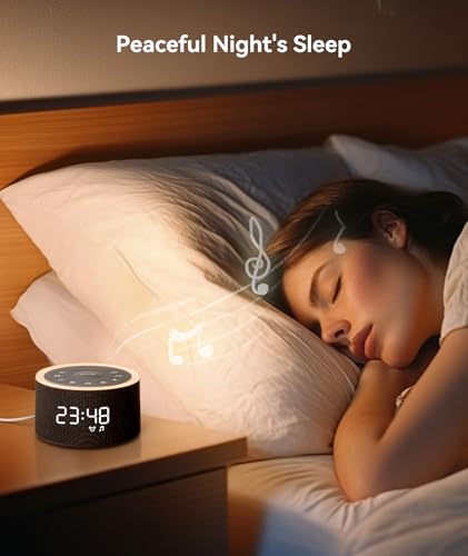 Image of Dreamegg D1+ Sound Machine & Alarm Clock - Sound Machine for Sleep, White Noise Machine with 29 Soothing Sounds, Night Light, 0-100% Dimmable, White Noise Alarm Clock for Bedrooms Adults Baby, Black