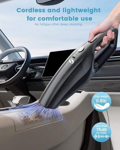 Image of Handheld Vacuum Cordless Car Vacuum Cleaner Portable Rechargeable and Mini with Powerful Suction Includes Washable HEPA Filter and Lightweight for Car Home Office and Pet Hair