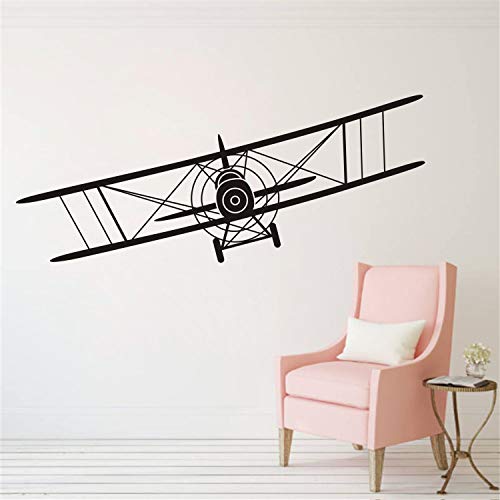Vinilo decorativo avión biplano negro 57x23 cm miniatura 1