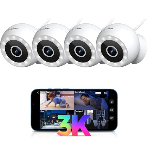 5MP 3K Security Cameras Outdoor Indoor Wired,IP65, Starlight Sensor & 100 Ft Night Vision,Motion/Person Detection,2-Way Audio/Spotlight,US Cloud,Compatible with Alexa,iOS & Android & Web Access