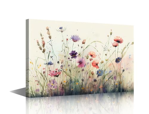 Impressions sur toile de peintures à l'aquarelle de fleurs pour raviver un mur blanc vide