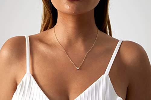 Kyerlyn CHO-02-DIAMOND BIG-GD Diamond Filled Cz Necklace 14K Gold Plated Handmade Cubic Zirconia Adjustable Solitaire Necklace Delicate Simple Jewelry Gift thumb #2