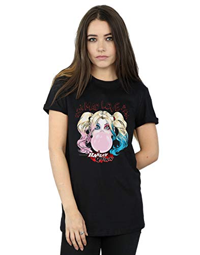 Image of DC Comics Women's Harley Quinn Mad Love Boyfriend Fit T-Shirt Black Large