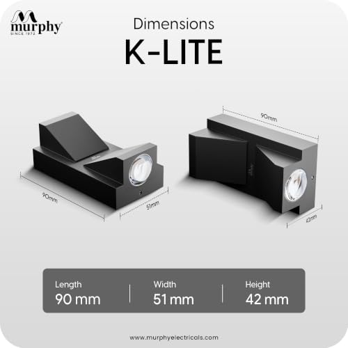 Image of Murphy K-LITE Double Ray Wall Light Pack of 10 | IP66 Waterproof | Up to 600 Lumens | 2 Years Warranty | BIS Approved | 2.5kV Surge Protection | Up Down Light for Gate, Balcony & Garden