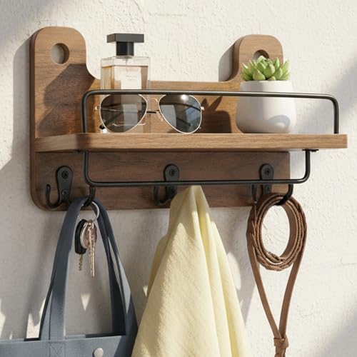 REFGY Key Holder for Wall with Shelf - 5.1" Deep