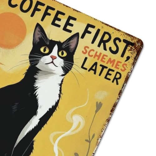 Plaque rétro en fer Coffee First pour décoration bistrot durable - 6