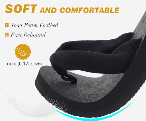Image of KuaiLu Flip Flops for Women with Arch Support Summer Beach Thong Sandals | Comfortable Yoga Mat Walking Shoes Cushion Slip On Casual Outfits Indoor Outdoor