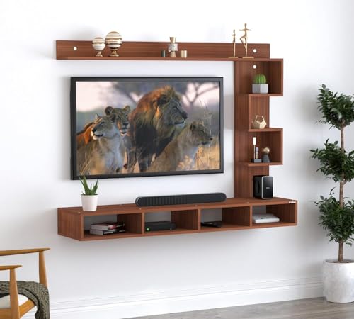 Image of Anikaa Casey Engineered Wood Wall Mount TV Unit /TV Cabinet /TV Entertainment Unit - Ideal for Upto 55 inch (D.I.Y) (Walnut)