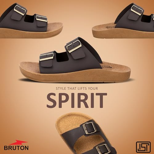 Image of BRUTON Stylish Men's Slippers | Comfortable, Lightweight & Anti-Skid | PU Material Casual Footwear for Office & Daily Use