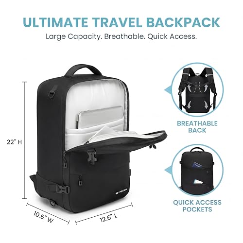 Image of seyfocnia Convertible Travel Garment Bag, Large Travel Backpack for Men & Women, Business Laptop Backpack, Carry On Luggage, Personal Item Travel Bag Suit Bag With Multi-Pockets, Black 22 inch