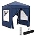 Outsunny Carpa Plegable Pop-up Gazebo 2x2 m Cenador Plegable con 4 Paredes Laterales Anti-UV y Bolsa de Transporte para Camping Fiestas Azul