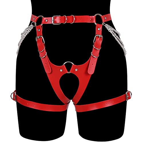 Garter Belt Leg Strap Rave Body Chain Gothic Harness for women Leather cage Dance Rock Festival Punk Photography3